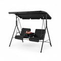 Costway 2-Person Canopy Porch Swing Padded Chair Cooler Bag Rotatable