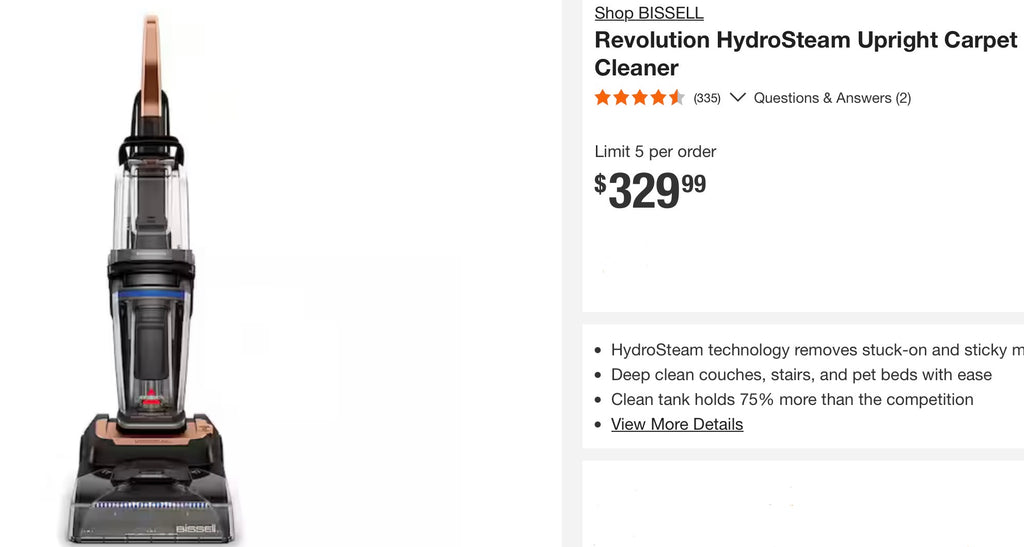 BISSELL Revolution HydroSteam Upright Carpet Cleaner