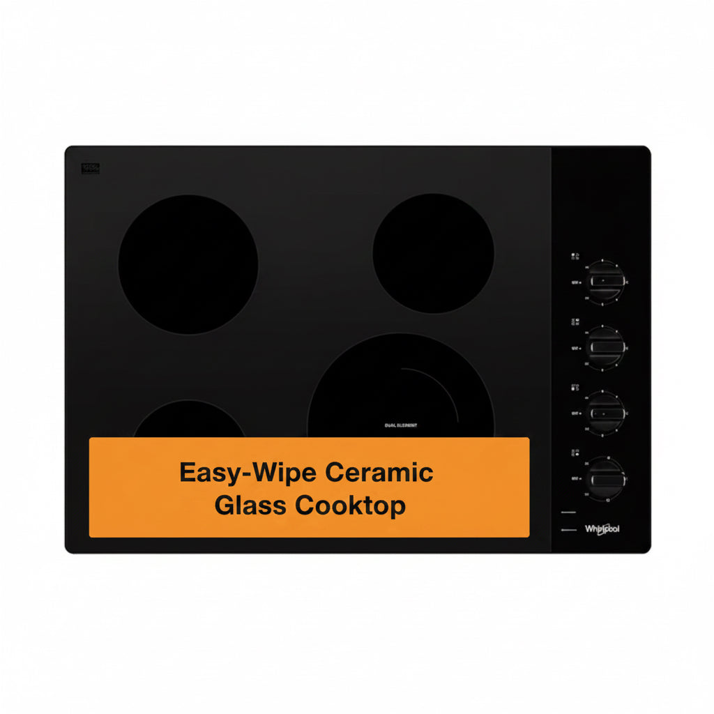 30 in. Radiant Electric Ceramic Glass Cooktop in Black with 4 Burner Elements including a Dual Radiant Element