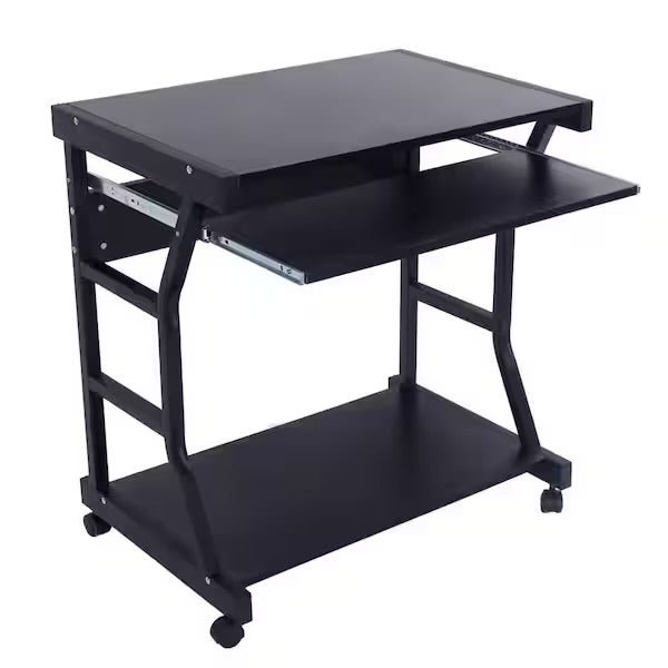 Costway Costway 29.5'' Mobile Computer Desk Rolling Laptop Cart with Pull-out Keyboard Tray & Shelf