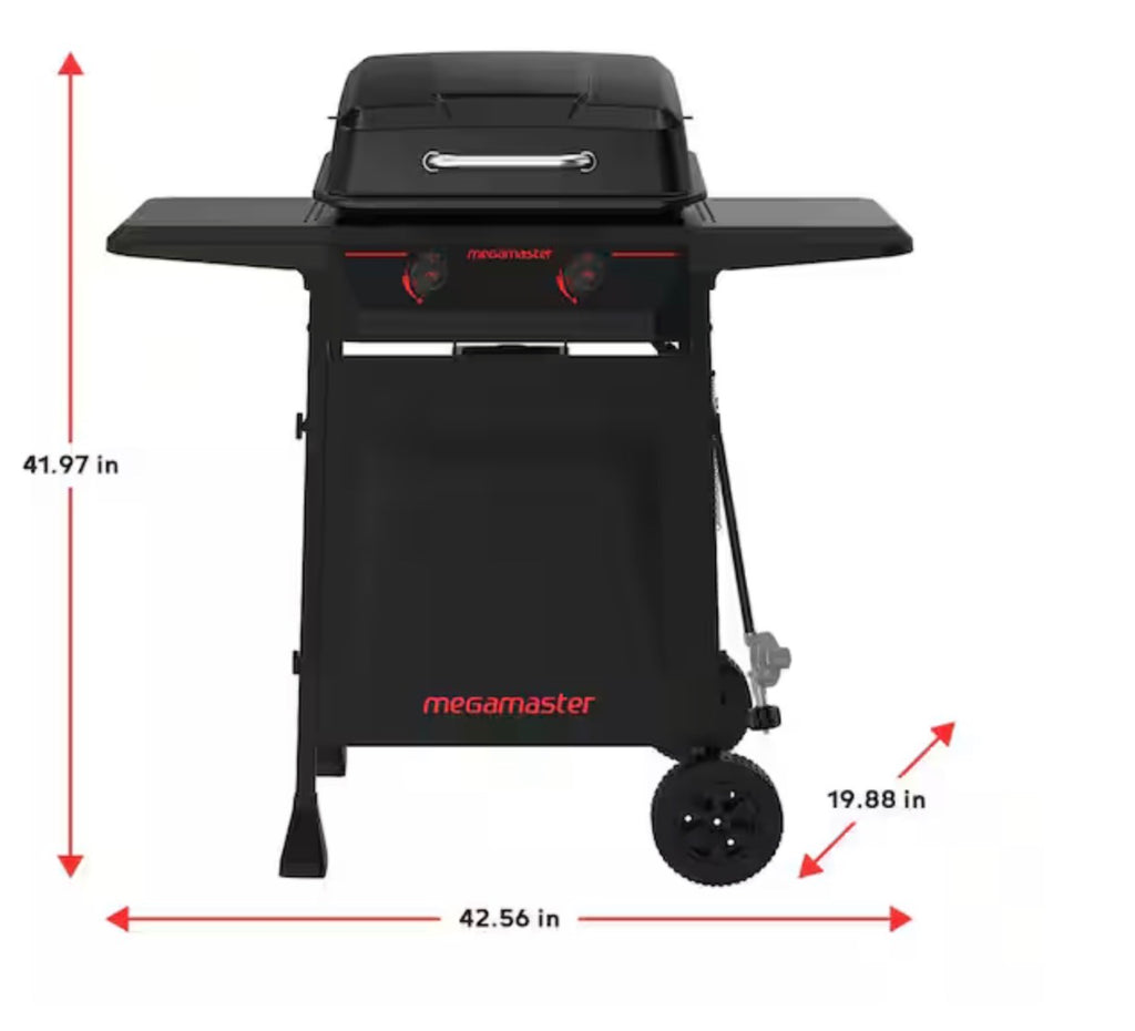 Megamaster 2-Burner Propane Gas Grill in Black