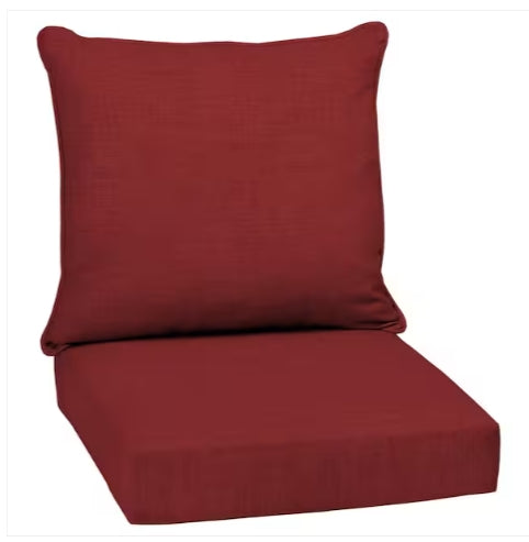 ARDEN 24 in. x 24 in. 2-Piece Deep Seating Outdoor Lounge Chair Cushion in Ruby Red Leala