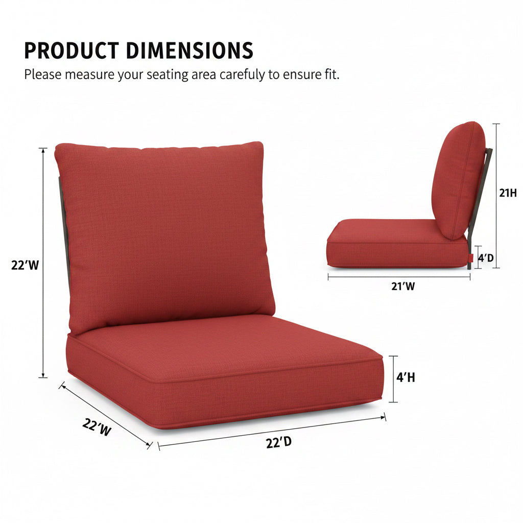 ARDEN 24 in. x 24 in. 2-Piece Deep Seating Outdoor Lounge Chair Cushion in Ruby Red Leala