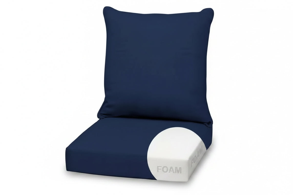 ARDEN 22 in x 24 in 2-Piece Foam Deep Seating Outdoor Lounge Chair Cushion in Sapphire Blue Leala