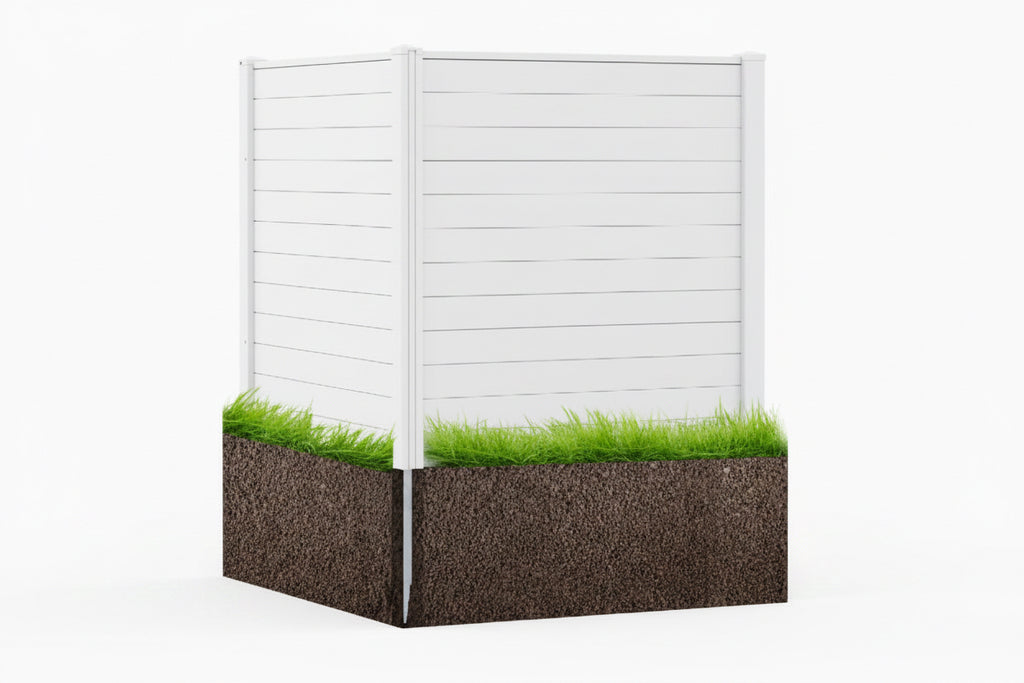 Outdoor Privacy Fence Screen, 48" W x 48" H Air Conditioner Fence with 2 Panels & Galvanized Metal Ground Stakes, Trash Can Equipment Enclosure for Patio, Backyard, Pool, White