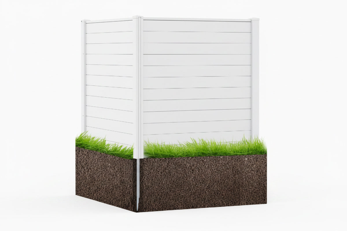 Outdoor Privacy Fence Screen, 48" W x 48" H Air Conditioner Fence with 2 Panels & Galvanized Metal Ground Stakes, Trash Can Equipment Enclosure for Patio, Backyard, Pool, White