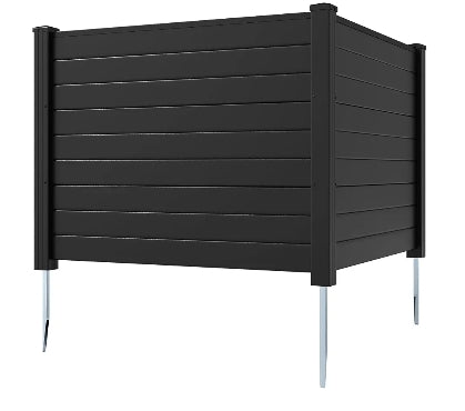 S AFSTAR 2 Panels Outdoor Privacy Fence, 48” x 38” Air Conditioner Fence with Metal Ground Stakes, Decorative Garden Fence Trash Can Screen for Patio & Backyard (Black)