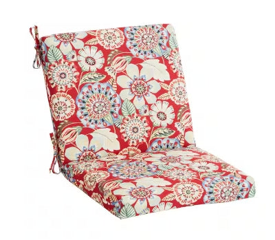 PACK OF 2* Hampton Bay 20 in. W x 17 in. D Universal Outdoor Mid Back Dining Chair Outdoor Cushion in Red Floral