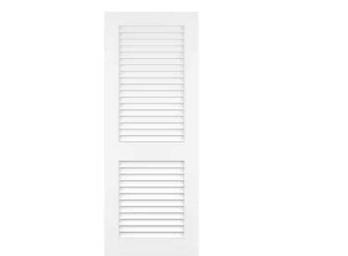 Kimberly Bay 24 in. x 80 in. White Plantation Louver Panel Solid Core Wood Interior Door Slab