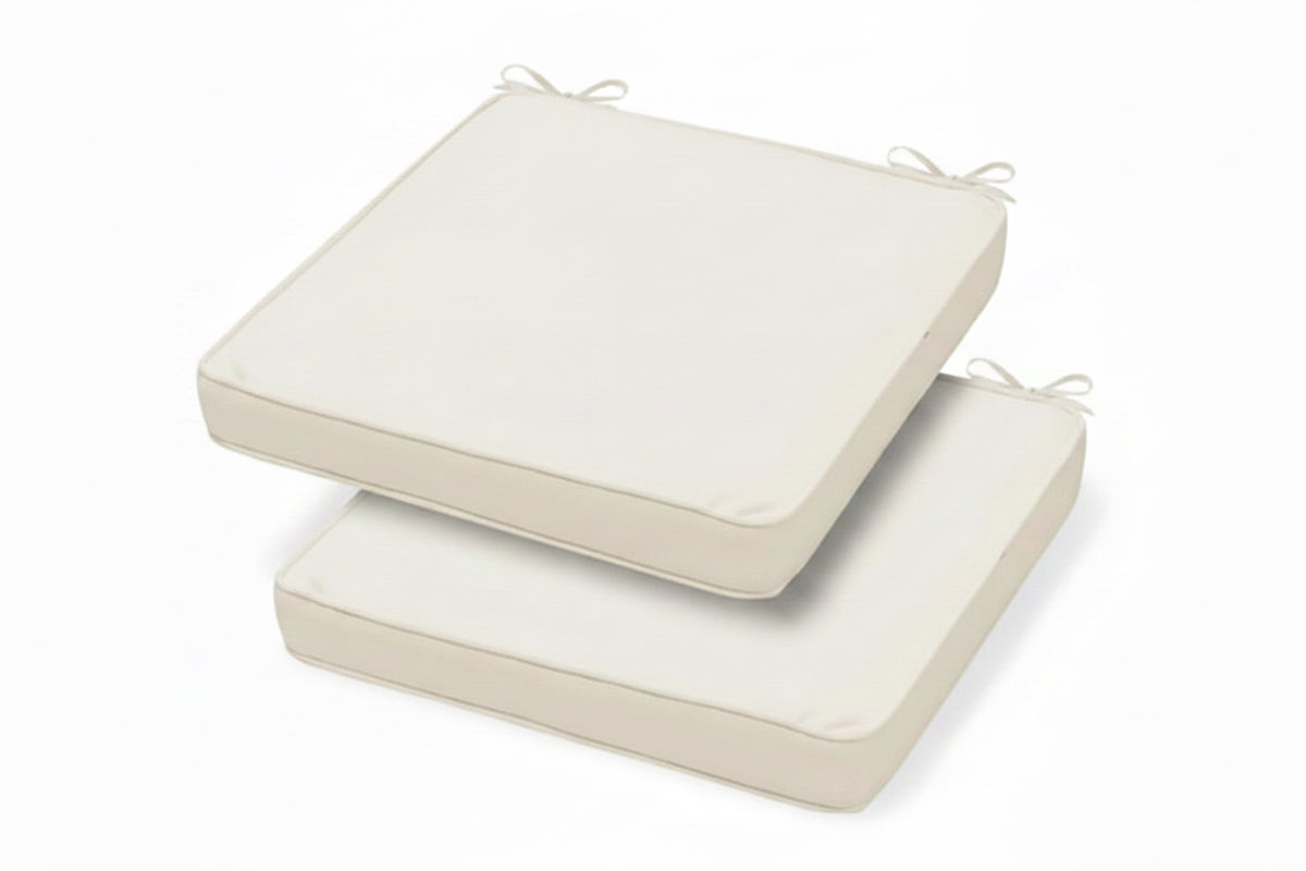 Magpie Fabrics Square Corner Seat Cushion, 18" x 18" x 2.5", 2 Pack, Indoor/Outdoor Waterproof Weather Resistant Universal Chair Pads for Patio Garden Dining - Cream Beige