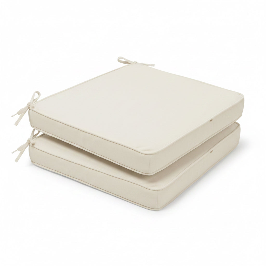 Magpie Fabrics Square Corner Seat Cushion, 18" x 18" x 2.5", 2 Pack, Indoor/Outdoor Waterproof Weather Resistant Universal Chair Pads for Patio Garden Dining - Cream Beige