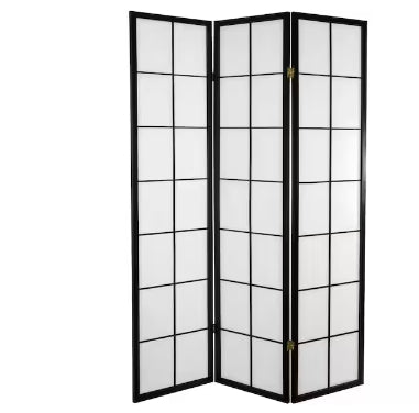 6 ft. Black 3-Panel Japanese Room Divider