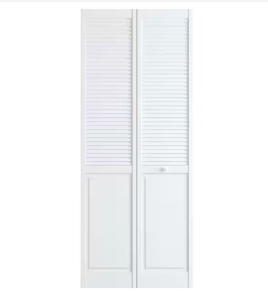 Veranda 30 in. x 80 in. Louver Pine White Plantation Interior Closet Bi-fold Door