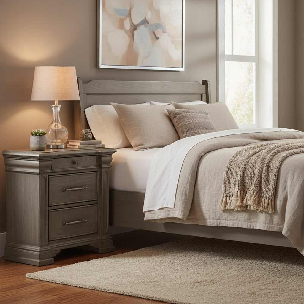 Picket House Furnishings Paterson Grey 3-Drawer 28 in. W Nightstand (Sliding Top)