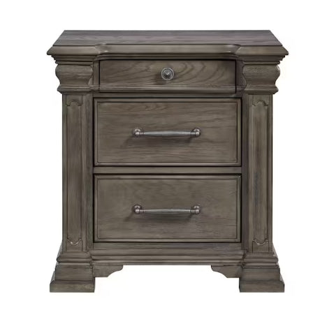 Picket House Furnishings Paterson Grey 3-Drawer 28 in. W Nightstand (Sliding Top)