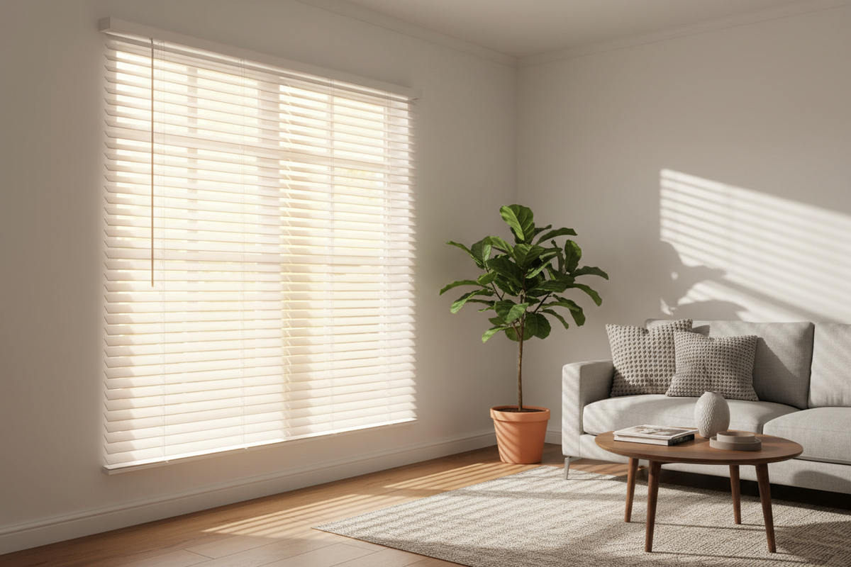 StyleWell White Cordless Room Darkening Vinyl Mini Blinds with 1 in. Slats -27 in. W x 72 in. L