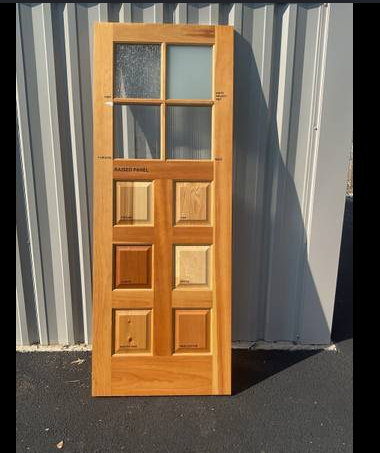 30 in. x 80 in. 1-Panel Universal 9-Lite TDL Clear Glass Unfinished Fir Wood Front Door Slab with Square Sticking