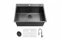 Glacier Bay 30 in. Drop-In Single Bowl 18 Gauge Gunmetal Black Stainless Steel Kitchen Sink with Black Spring Neck Faucet