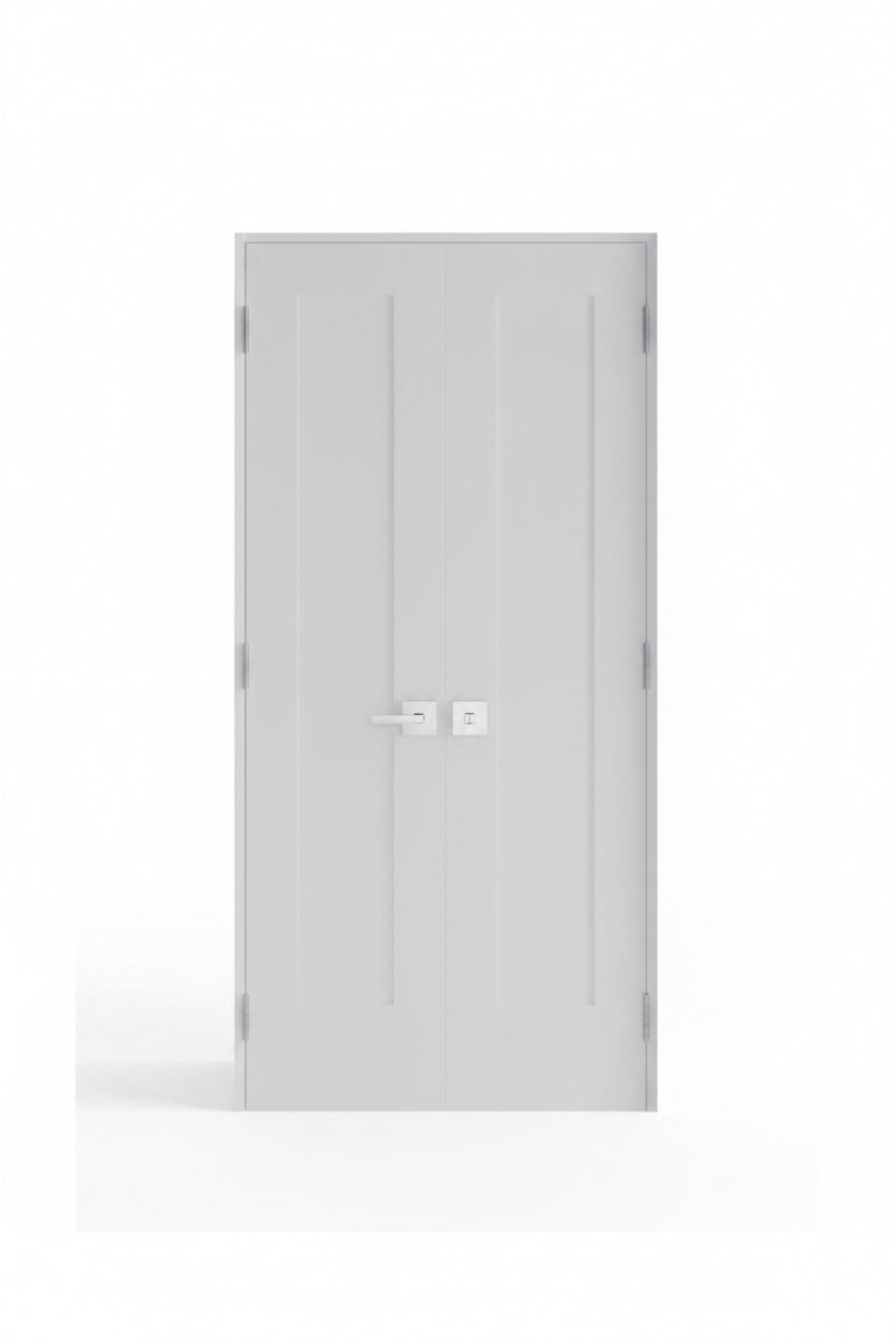 36 in. x 80 in. Solid Core Primed Composite Double Pre-hung French Door with Catch ball and Satin Nickel Hinges