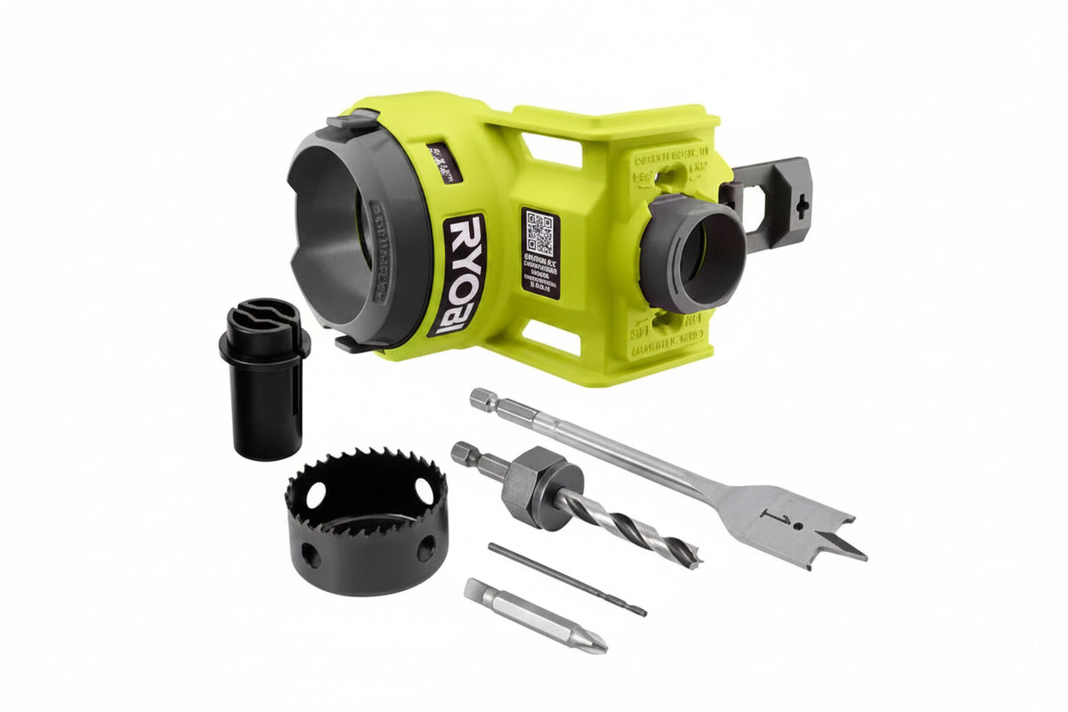 RYOBI Wood Door Lock Installation Kit with Wood Hole Saw, Spade Bit, Pilot Bit, and Double Ended Screw Driving Bit