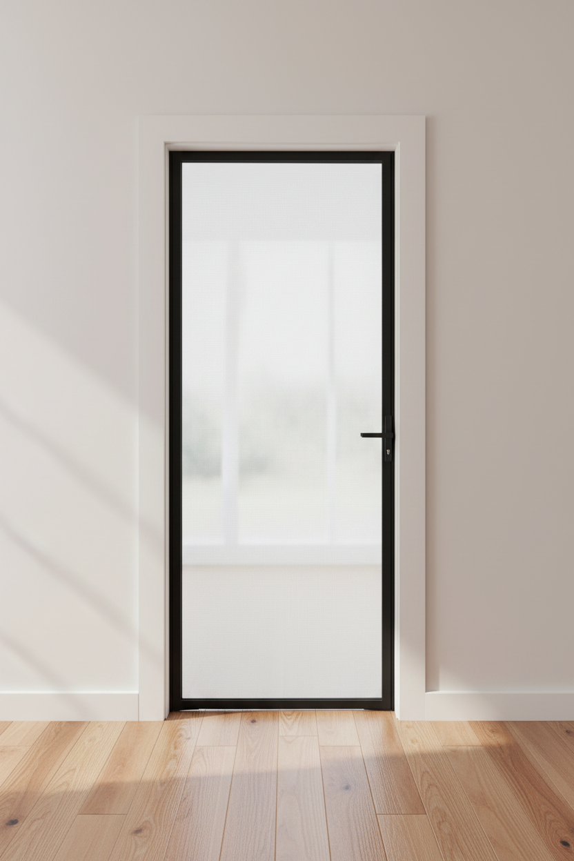 Andersen 36 in. x 80 in. LuminAire Black for Single Entry Door 32 in.-36 in. Universal Handed Aluminum Retractable Screen Door