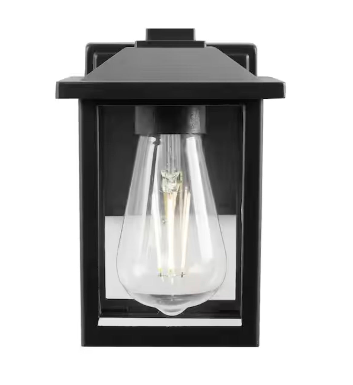 1-Light 7 in. Black Hardwired Classic Outdoor Wall Light Lantern Sconce with Clear Glass