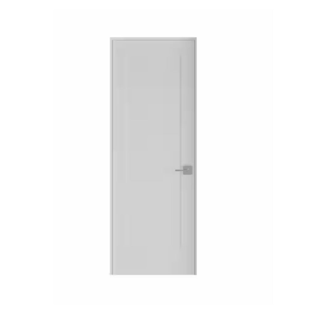 30 in. x 80 in. Left-Handed Solid Core White Primed Smooth Composite Single Prehung Interior Door Satin Nickel Hinges