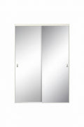71 in. x 80 1/2 in. Brittany White Steel Frame Mirror Interior Sliding Closet Door