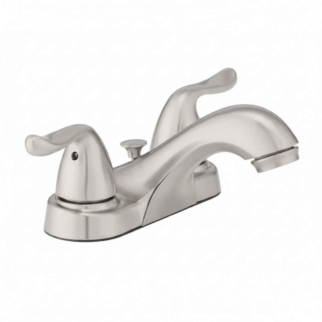 Glacier Bay Constructor 4 in. Centerset Double Handle Low-Arc Bathroom Faucet in Brushed Nickel