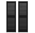 Builders Edge 14.5 in. x 72 in. Louvered Vinyl Exterior Shutters Pair in Black