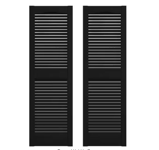 Builders Edge 14.5 in. x 72 in. Louvered Vinyl Exterior Shutters Pair in Black