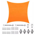 COLOURTREE 9 ft. x 9 ft. Waterproof Orange Square Sun Shade Sail 220 GSM with Hardware Installation Kit