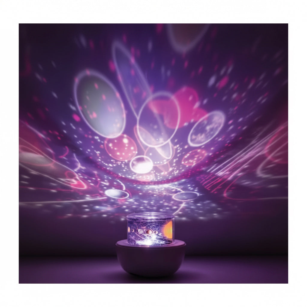 Multi-Color USB Powered Rotating Integrated LED Projector with Replaceable Slides
