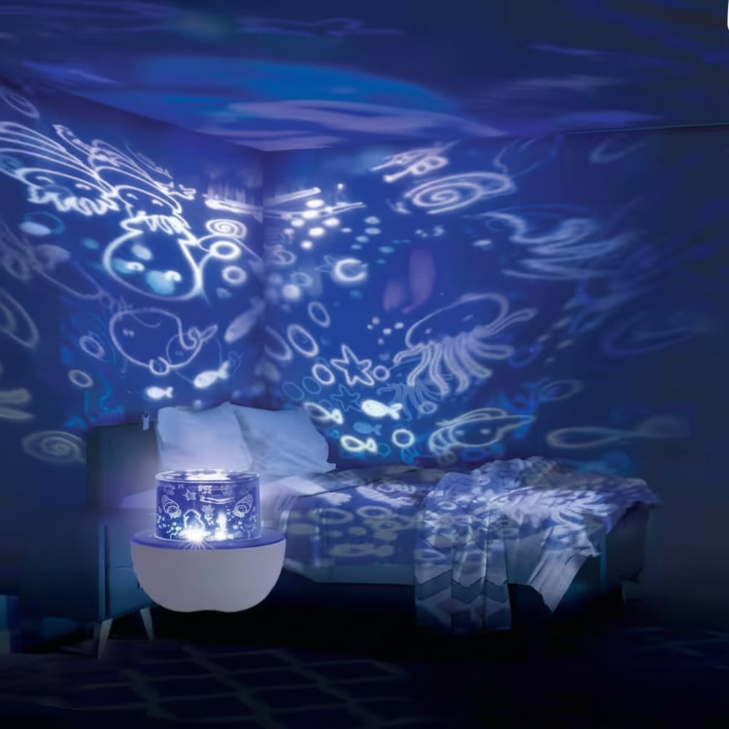 Multi-Color USB Powered Rotating Integrated LED Projector with Replaceable Slides