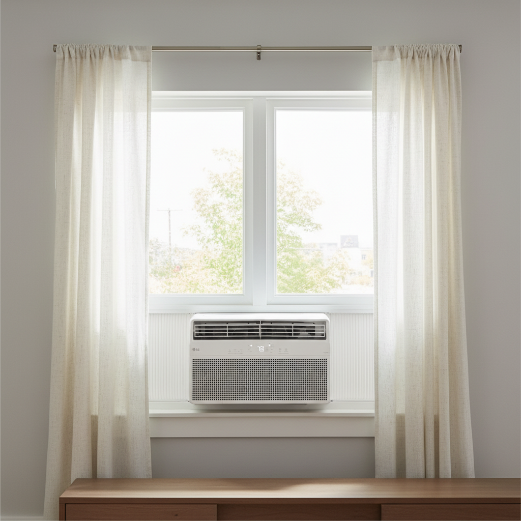 LG 8,000 BTU 115 Volts Window Air Conditioner Unit Cools 350 sq. ft. with WiFi Enabled and Dehumidifier in White