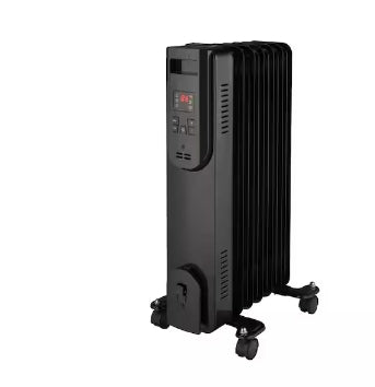 1500-Watt Black Indoor Electric Oil-Filled Radiator Convection Radiant Space Heater with Remote Control for Living Space