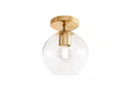 Hampton Bay Vista Heights 8 in. 1-Light Aged Brass Semi-Flush Mount With Clear Glass Shade