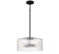 Elara 3-Light Matte Black and Brushed Nickel Pendant Light with Clear Textured Glass Shade