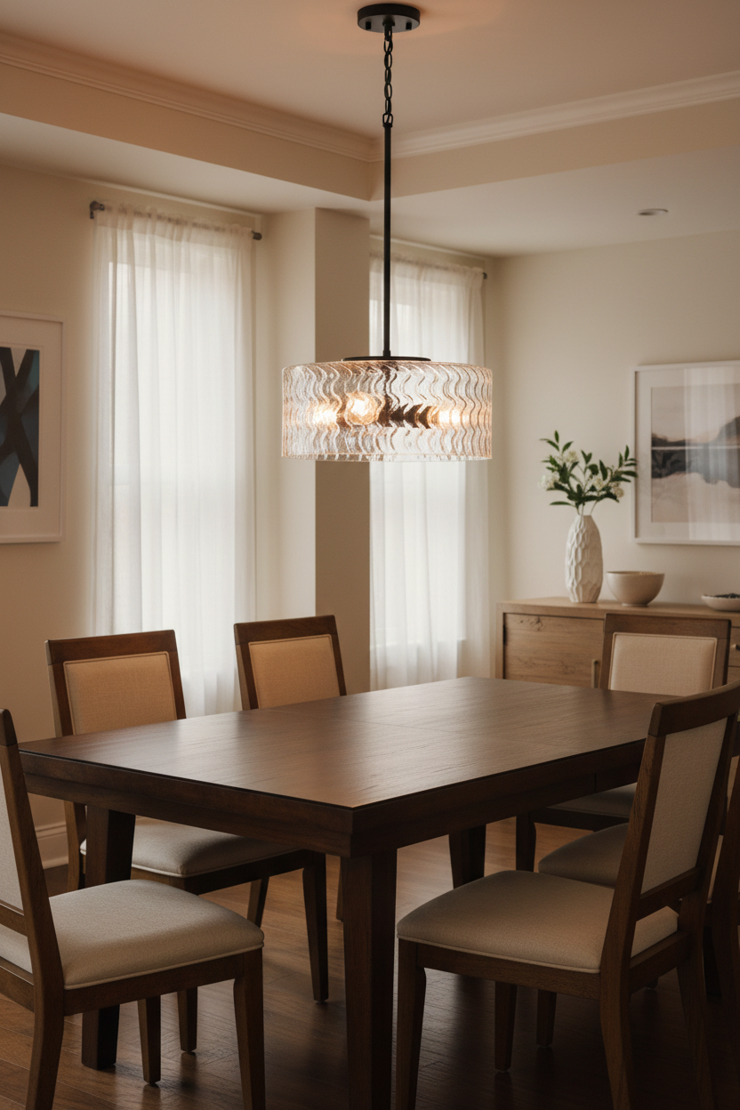 Elara 3-Light Matte Black and Brushed Nickel Pendant Light with Clear Textured Glass Shade