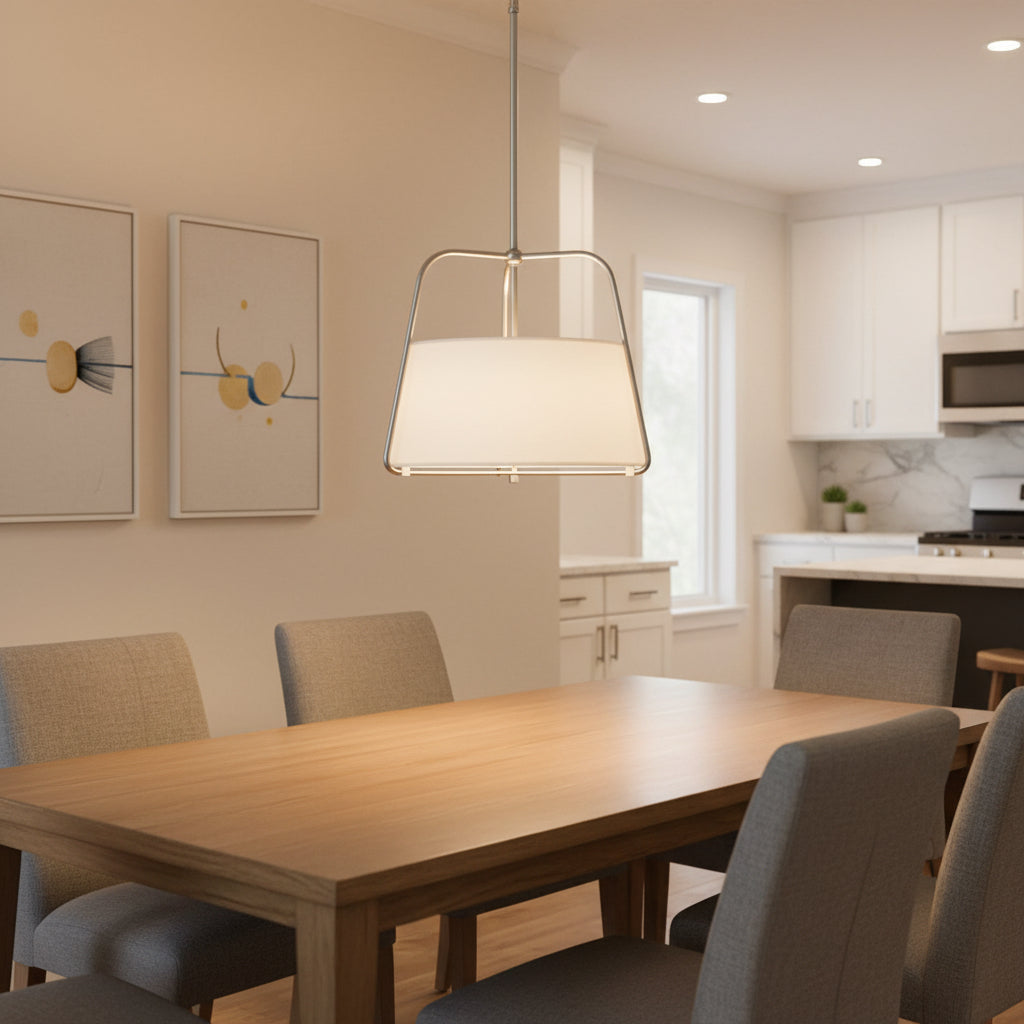 Corbin 3-Light Brushed Nickel Shaded Pendant Light with White Opal Glass Shade