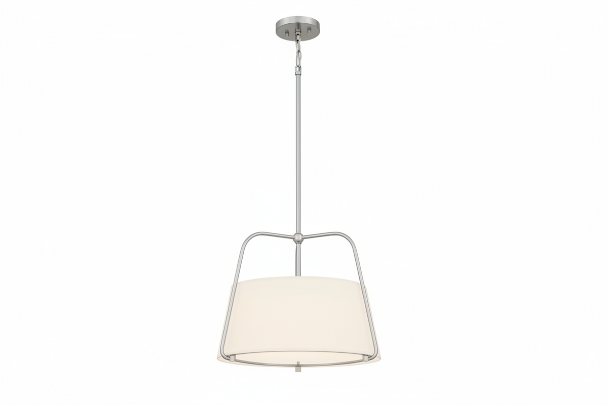 Corbin 3-Light Brushed Nickel Shaded Pendant Light with White Opal Glass Shade