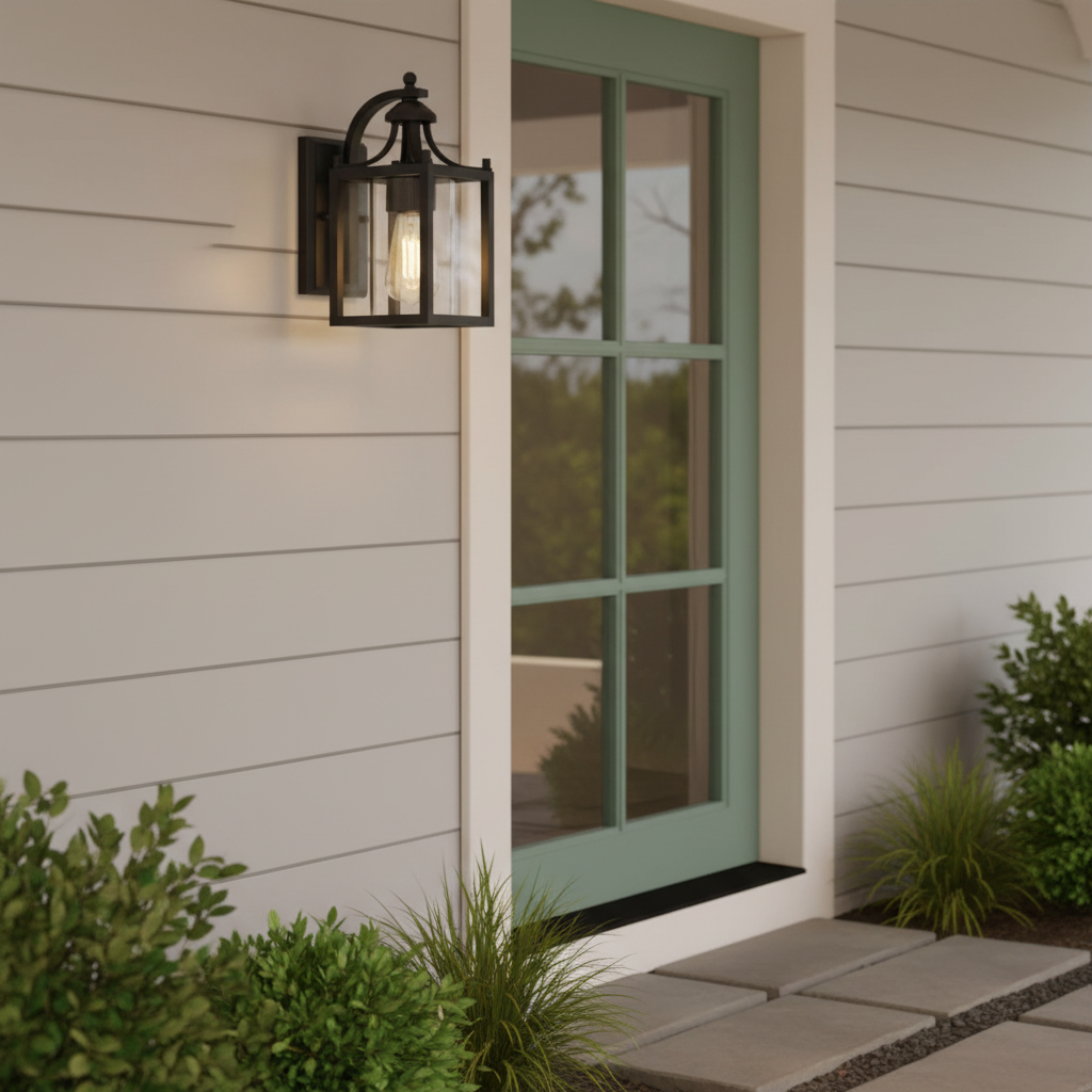 Boswell Quarter 12.12 in. 1-Light Matte Black Hardwired Outdoor Wall Light Lantern Sconce with Clear Glass Shade