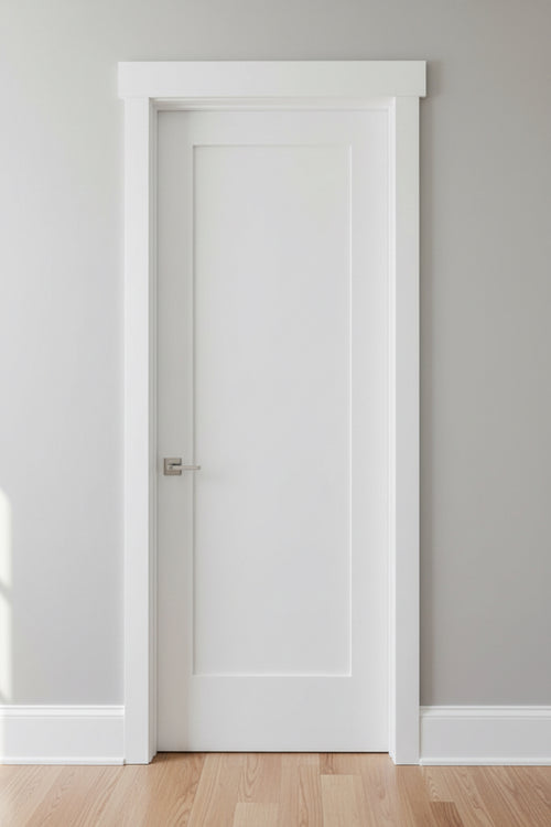 16 in x 80 in x 1-3/8 in. 1-Panel Flat, Shaker Sticking, Pre-Fit and Beveled, Primed Wood Core Door Slab