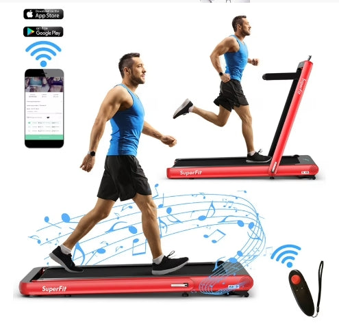 Costway Store (3.0) | 27 Costway 4.75HP 2 In 1 Folding Treadmill W/Remote APP Control Red