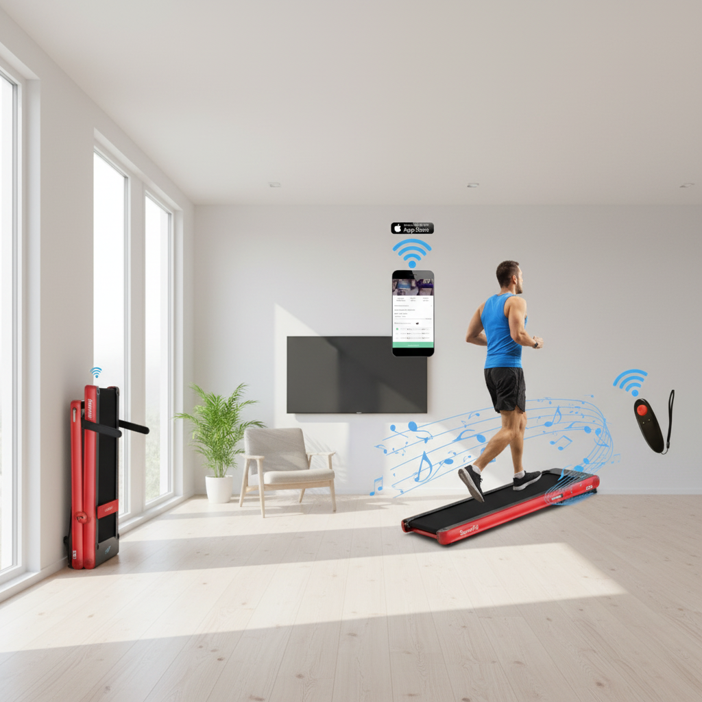 Costway Store (3.0) | 27 Costway 4.75HP 2 In 1 Folding Treadmill W/Remote APP Control Red