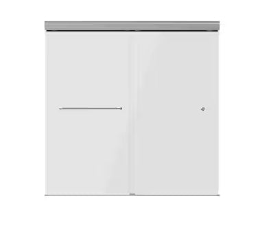 Portwood 60 in. W x 58 in. H Semi-Frameless Sliding Shower/Bathtub Door in Chrome in 6 mm Clear Glass