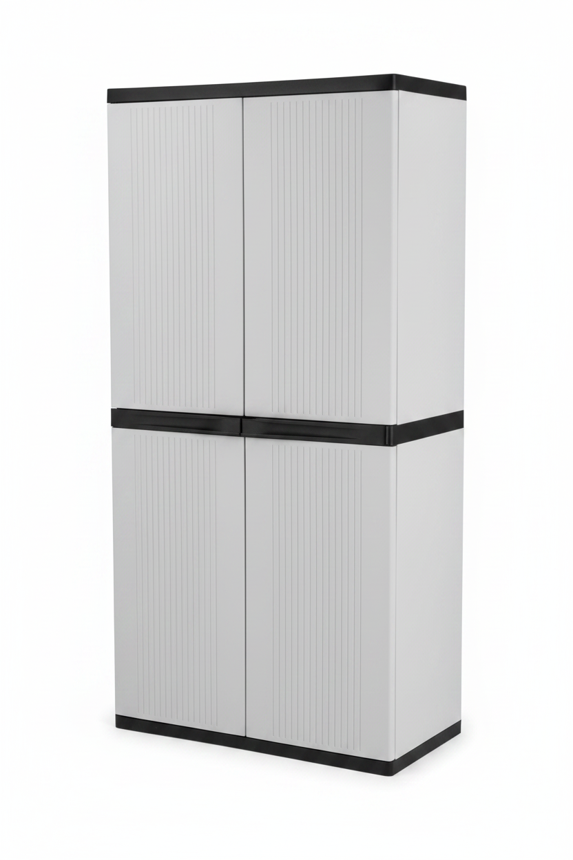 Premium One 35 in. W x 71.7 in. x 18.5 in. D 4-Shelf Resin Freestanding Cabinet in Grey