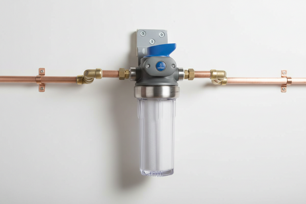 Culligan Sediment Valve-in-Head Filter Clear Housing with P5 Cartridge Water Filtration System