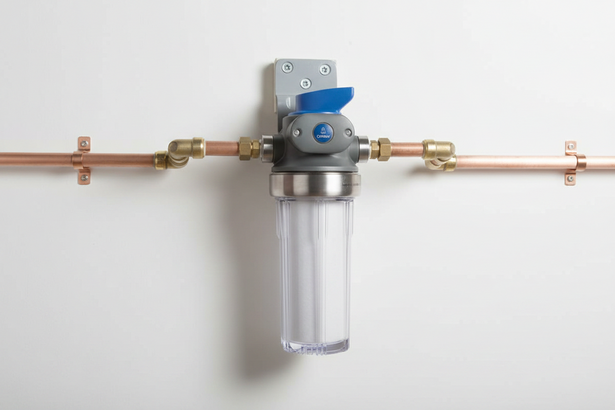 Culligan Sediment Valve-in-Head Filter Clear Housing with P5 Cartridge Water Filtration System