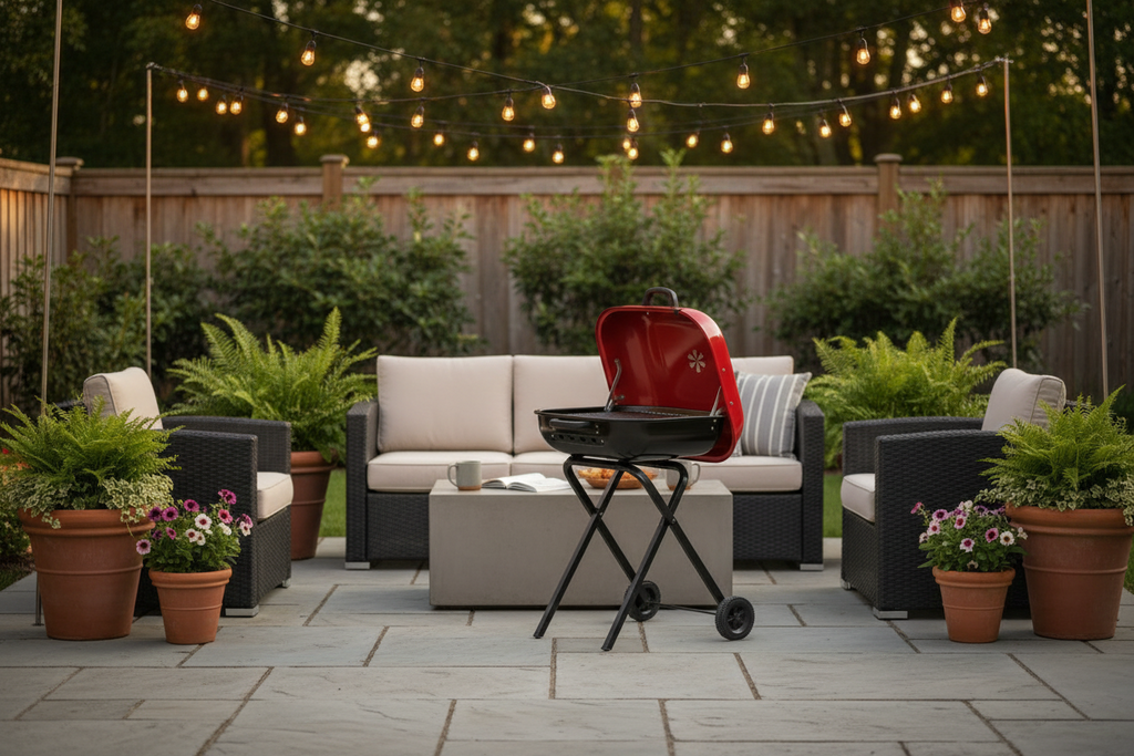 Americana Walk-A-Bout Portable Red Charcoal Grill